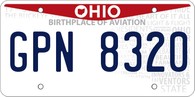 OH license plate GPN8320