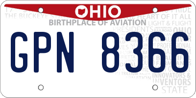 OH license plate GPN8366