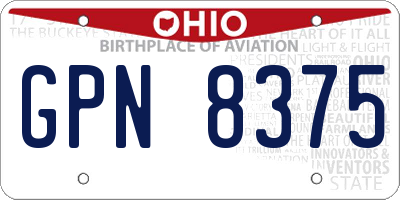 OH license plate GPN8375