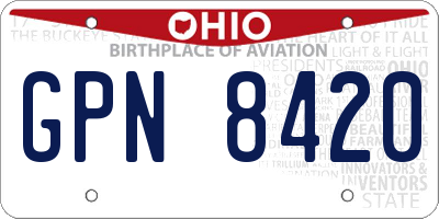 OH license plate GPN8420