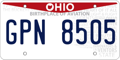 OH license plate GPN8505