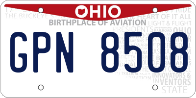 OH license plate GPN8508
