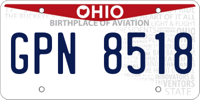 OH license plate GPN8518