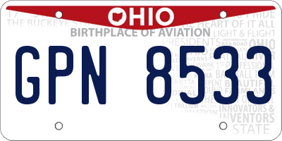 OH license plate GPN8533