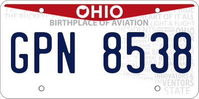 OH license plate GPN8538