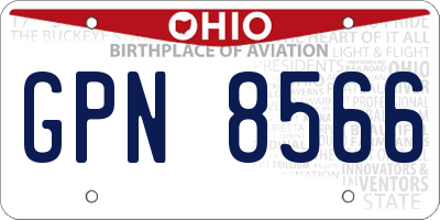 OH license plate GPN8566