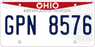OH license plate GPN8576