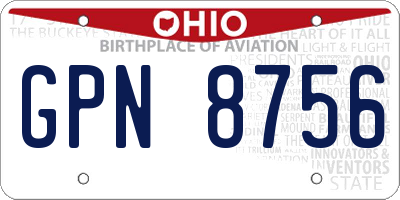OH license plate GPN8756