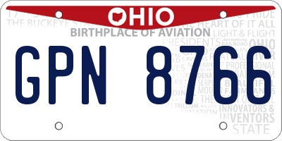 OH license plate GPN8766