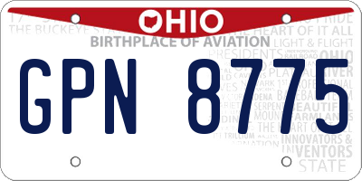OH license plate GPN8775