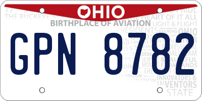 OH license plate GPN8782