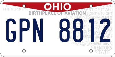 OH license plate GPN8812
