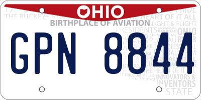 OH license plate GPN8844