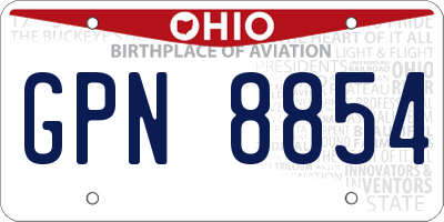 OH license plate GPN8854