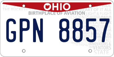 OH license plate GPN8857