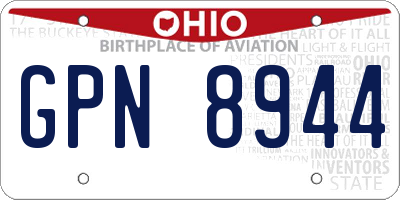 OH license plate GPN8944