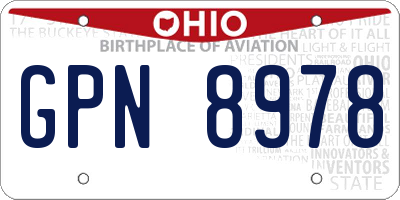 OH license plate GPN8978