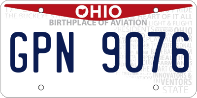 OH license plate GPN9076
