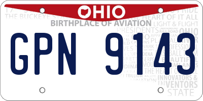OH license plate GPN9143