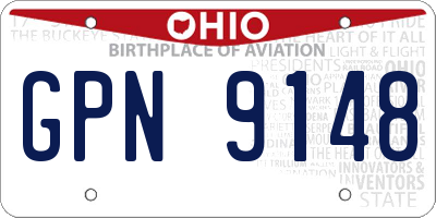 OH license plate GPN9148