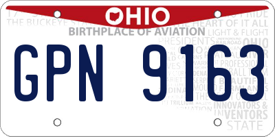 OH license plate GPN9163