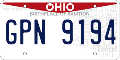 OH license plate GPN9194