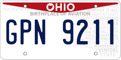 OH license plate GPN9211