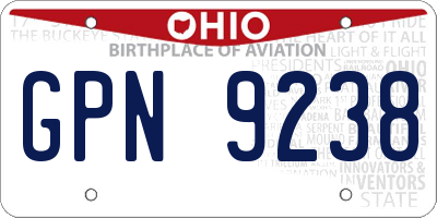 OH license plate GPN9238