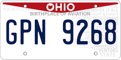 OH license plate GPN9268