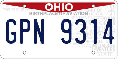 OH license plate GPN9314