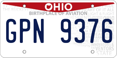 OH license plate GPN9376