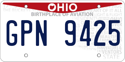 OH license plate GPN9425
