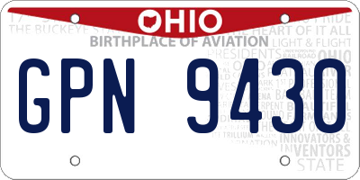OH license plate GPN9430