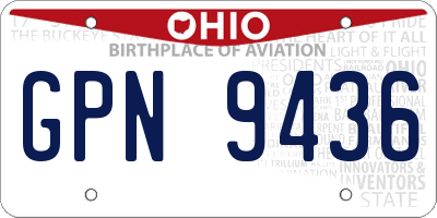OH license plate GPN9436