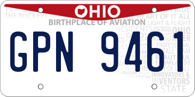 OH license plate GPN9461