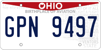 OH license plate GPN9497