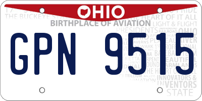 OH license plate GPN9515