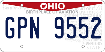 OH license plate GPN9552