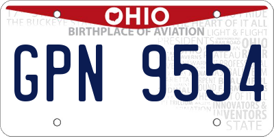 OH license plate GPN9554