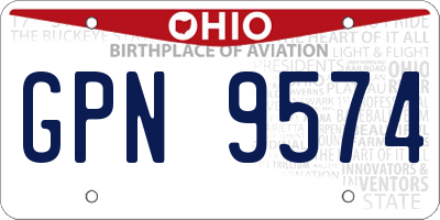 OH license plate GPN9574