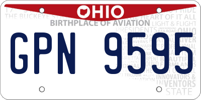 OH license plate GPN9595