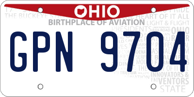 OH license plate GPN9704