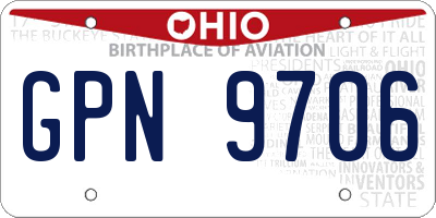 OH license plate GPN9706