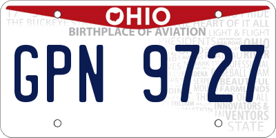 OH license plate GPN9727