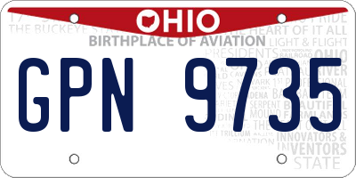 OH license plate GPN9735
