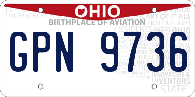 OH license plate GPN9736