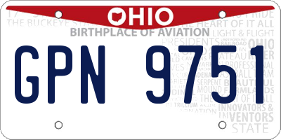 OH license plate GPN9751