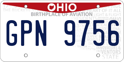 OH license plate GPN9756