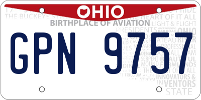 OH license plate GPN9757