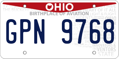 OH license plate GPN9768